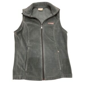 Columbia Fleece Vest Womens Teal Zip Up Pockets Small Gorpcore Outdoor Hiking